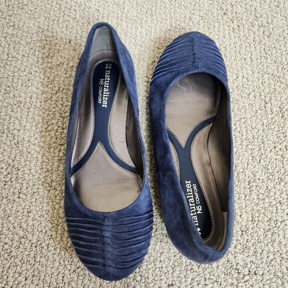 Naturalizer Shoes Mitzy Slip On Flats Blue Suede Round Toe Work Wear Size 7 Wide - Picture 10 of 12